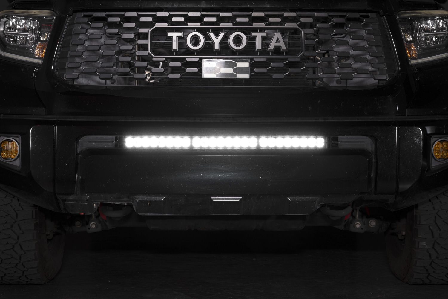 Stealth LED Light Bar Bracket Kit installed on a 2014-2021 Toyota Tundra