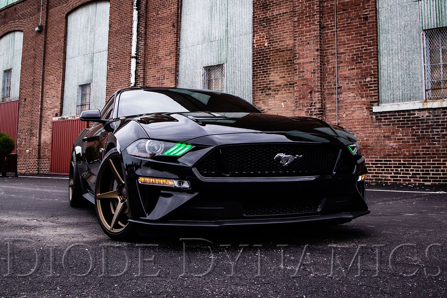 2018-2023 Ford Mustang with RGBWA DRL LED Boards in green