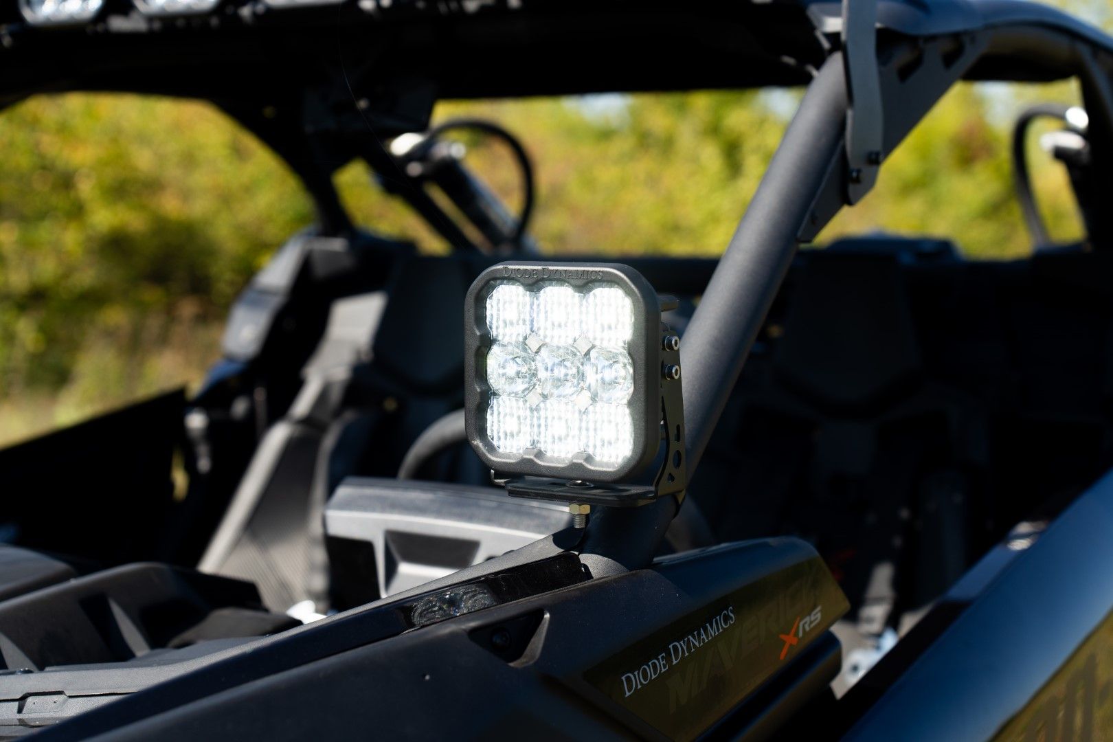 2017-2025 Can-Am Maverick X3 with Stage Series A-Pillar Pod Kit installed