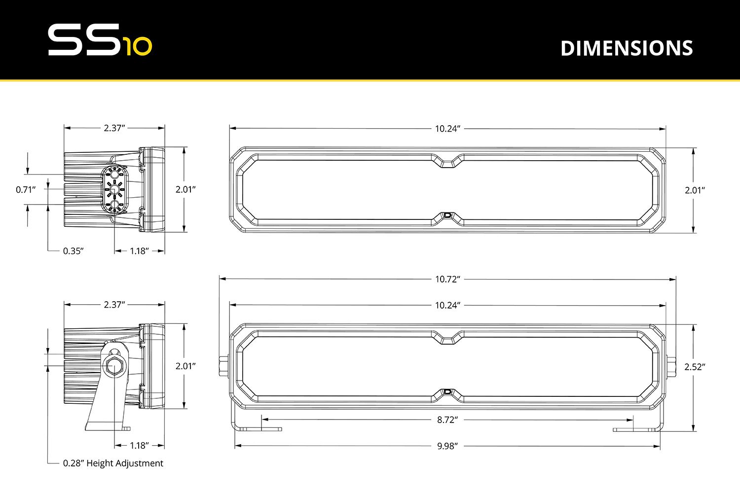 SS10 SAE/DOT White LED Light Bar (one)