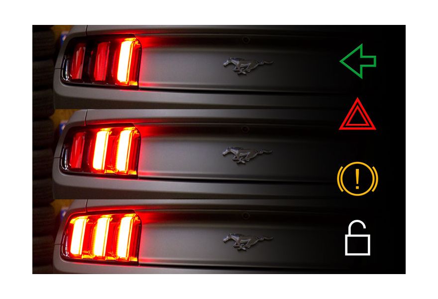ROXX LED Tail Lights For 2015-2023 Ford Mustang – Sequential Turn Signals, Red Lens, Chrome Housing (Pair – Left & Right)