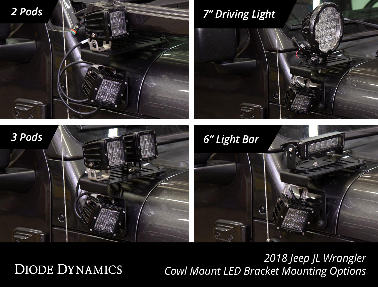 2018-2019 Jeep JL Wrangler cowl LED bracket