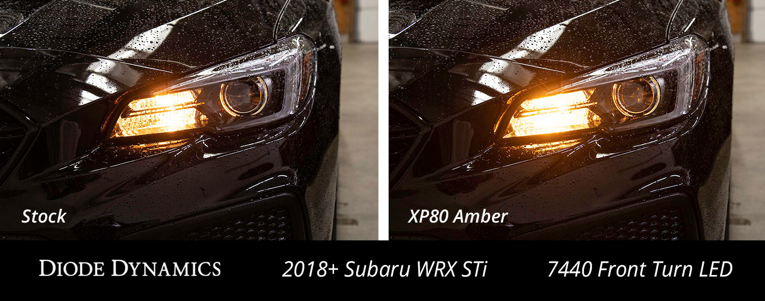 2018 Subaru WRX STi with Diode Dynamics Front Turn Signal Bulbs comparison