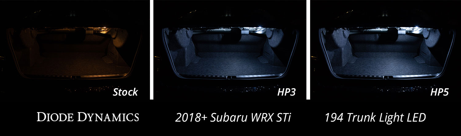 2018 Subaru WRX STi with Diode Dynamics Trunk Light LED Bulbs comparison